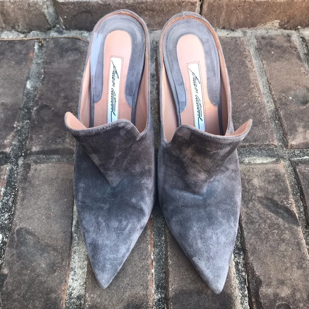 VGUC Brian Atwood Liason Mules in Gray Suede | Size 36 - Picture 7 of 10